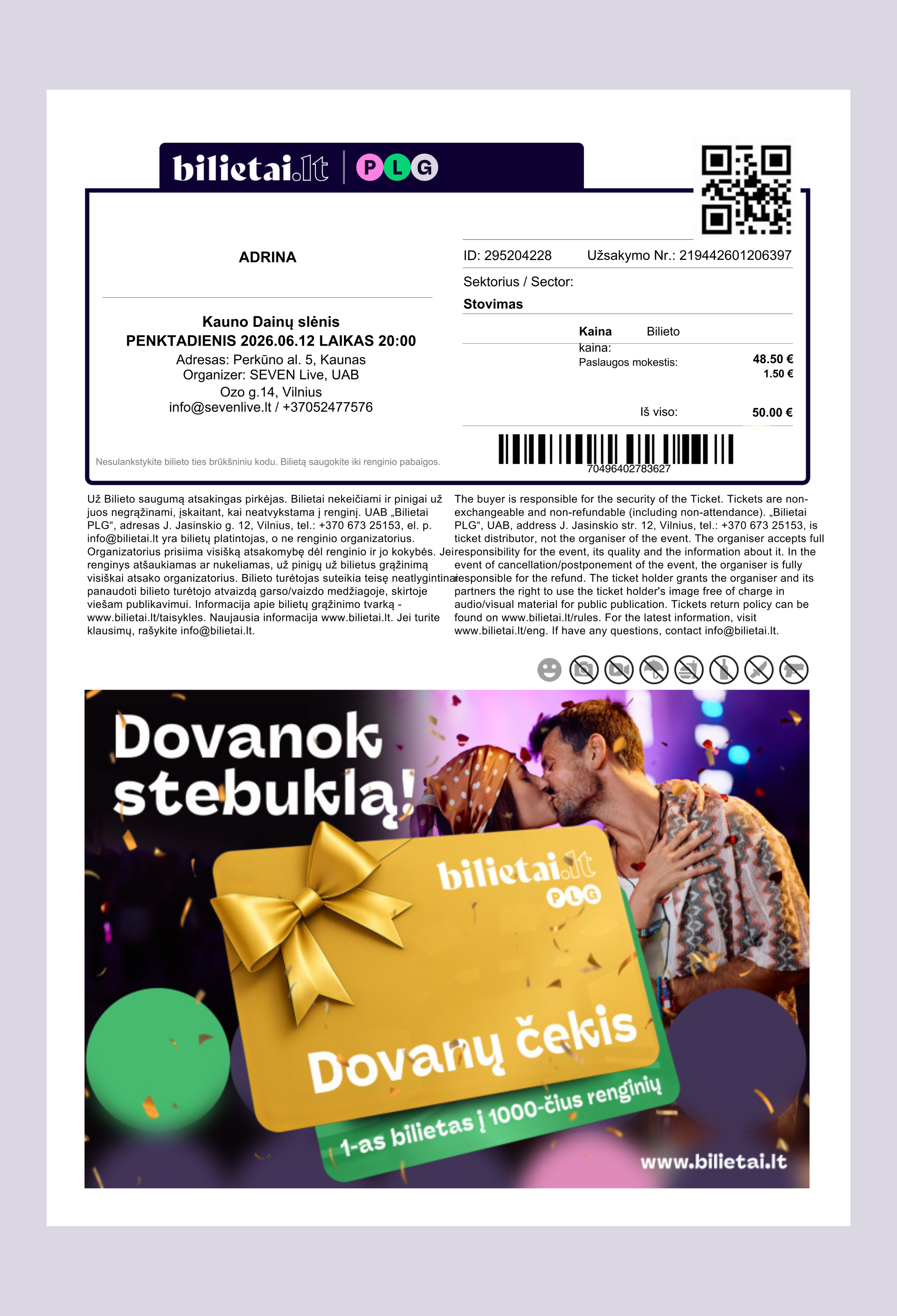 Advertising on the ticket